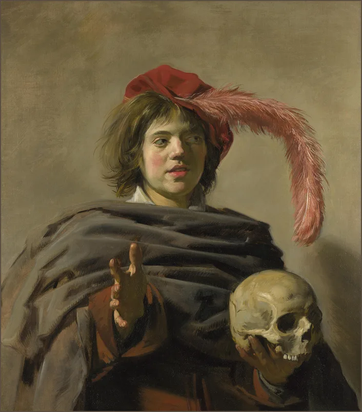 Халс — Портрет молодого человека с черепом (Vanitas)
