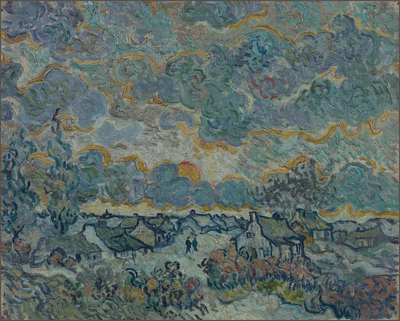 ван Гог — Коттеджи и кипарисы, воспоминание о Севере