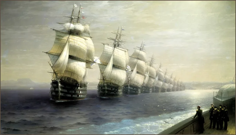 Айвазовский — Смотр Черноморского флота в 1849 году