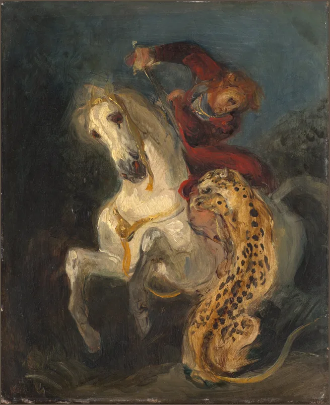 Делакруа — Всадник, атакованный ягуаром