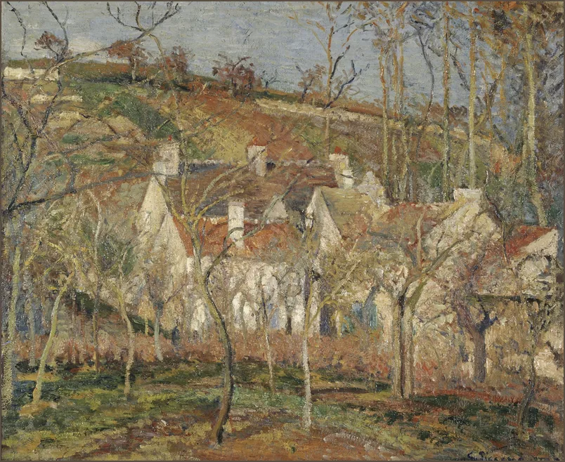 Писсарро — Красные крыши, уголок деревни, зима
