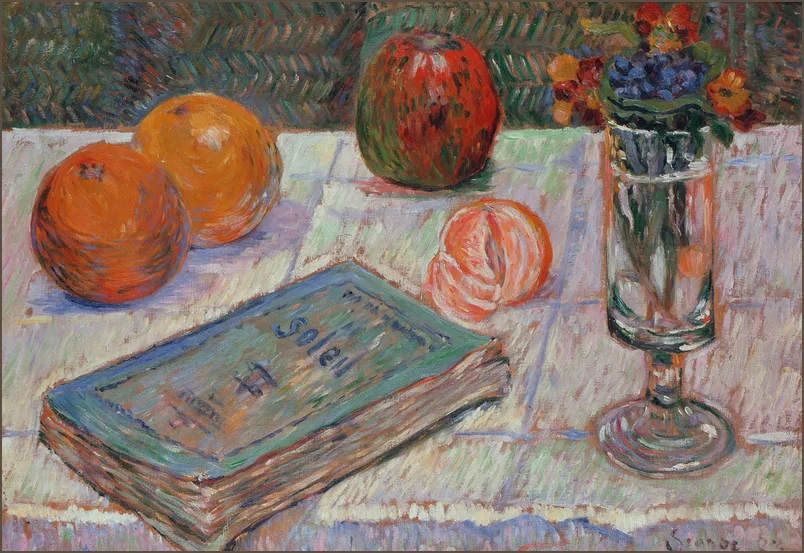 Синьяк — Натюрморт с книгой и апельсинами