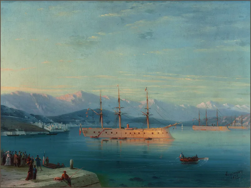 Айвазовский — Французские корабли, покидающие Черное море